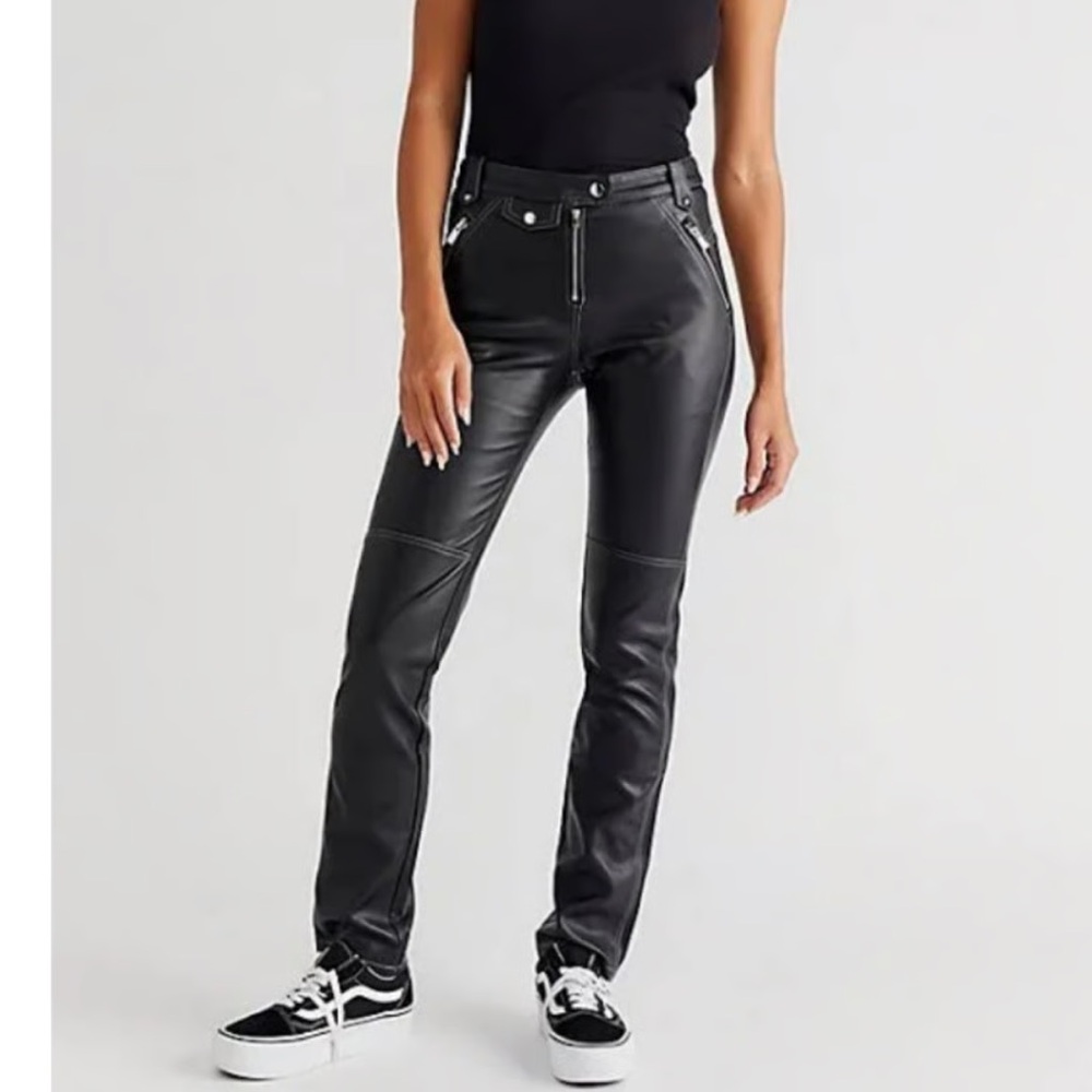 Free People | Talk of the Town Vegan Leather Moto Pants